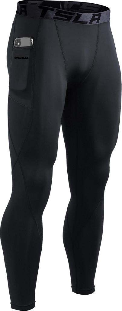 Tesla and Compression Sports Compression Running Thermal Cold Weather Thigh Long Men's Tights, Fleece-Lined, Stretchy, Warm, Cold-Wearing, Wear,