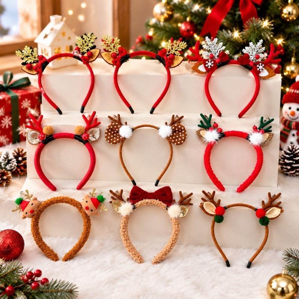 Snowflake Reindeer Antlers Headband Plush Xmas Headwear Atmosphere Christmas Headband New Year