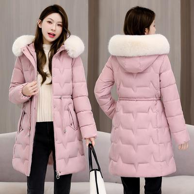 Winter New Down Cotton-padded Clothes Women's Medium and Long Thickened Warm Cotton-padded Clothes Slim and Thin Waist Jacket Cotton-padded Jacket