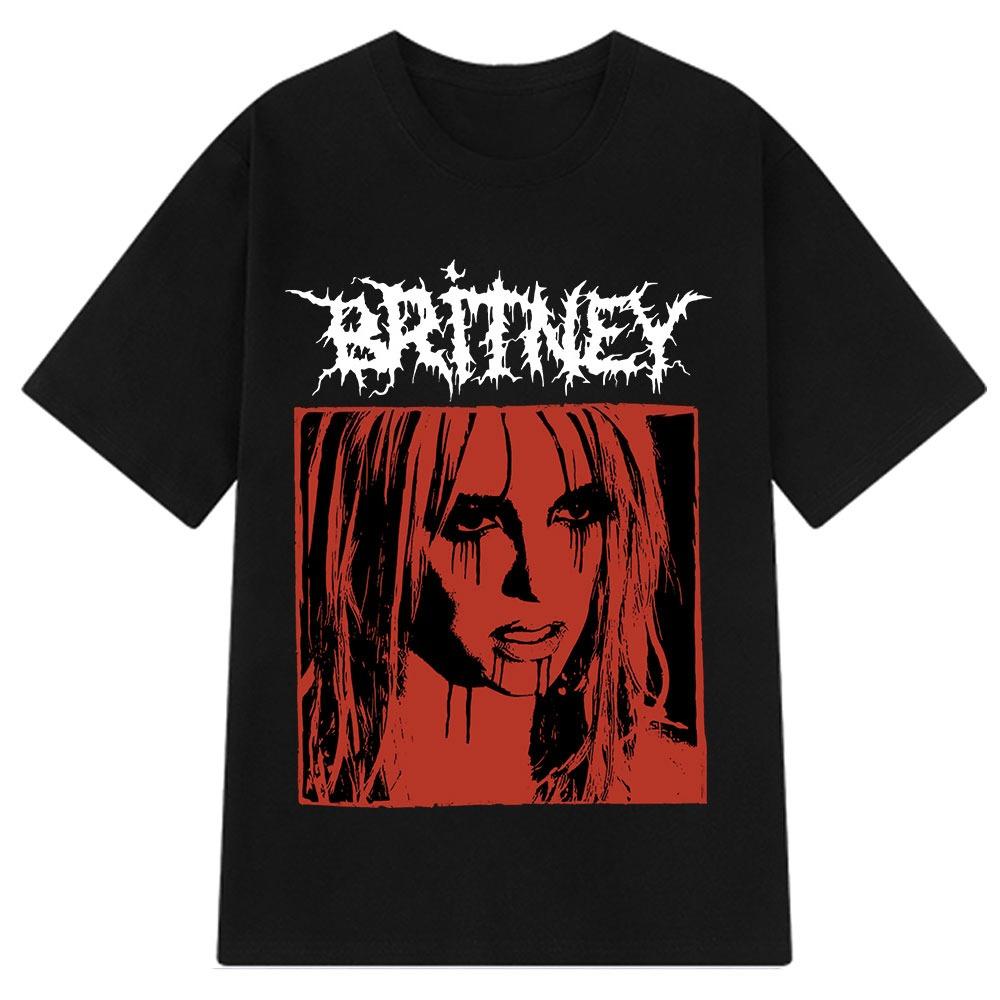 

2026 New Britney Spears Metal Rock Graphic Vintage Tshirt Unisex Women Fashion Hip Hop T Shirts Short Sleeve Pure Cotton T Shirt XL
