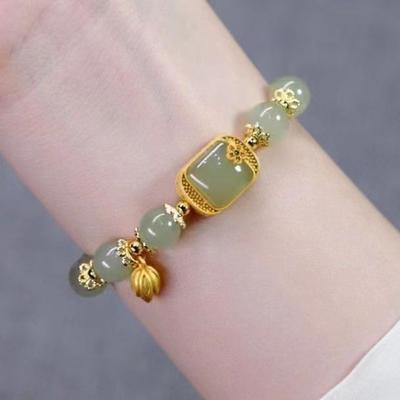 Bracelet tendance en forme de cube de sucre et de lotus, style chinois, pour femme