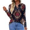Women's Fashion Casual Lapel Short Long Sleeve Print Shirt Women's Button Up Tops