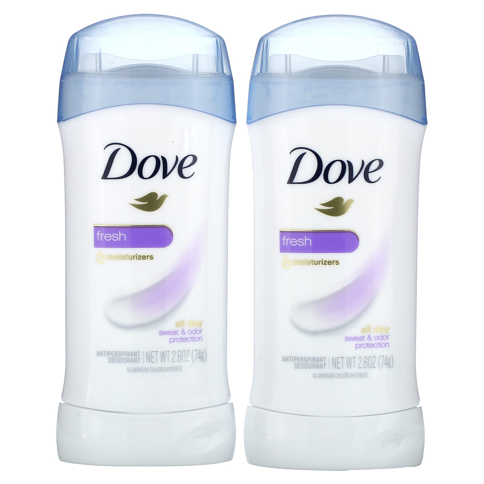 

Dove, антиперспірант-дезодорант, твердий, свіжий, подвійна упаковка, 2 упаковки, 74 г (2,6 унції) кожен