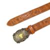 Western Denim Belt Cow Head Big Board Buckle Retro Green Men'S Punk Pu Leather Belt
