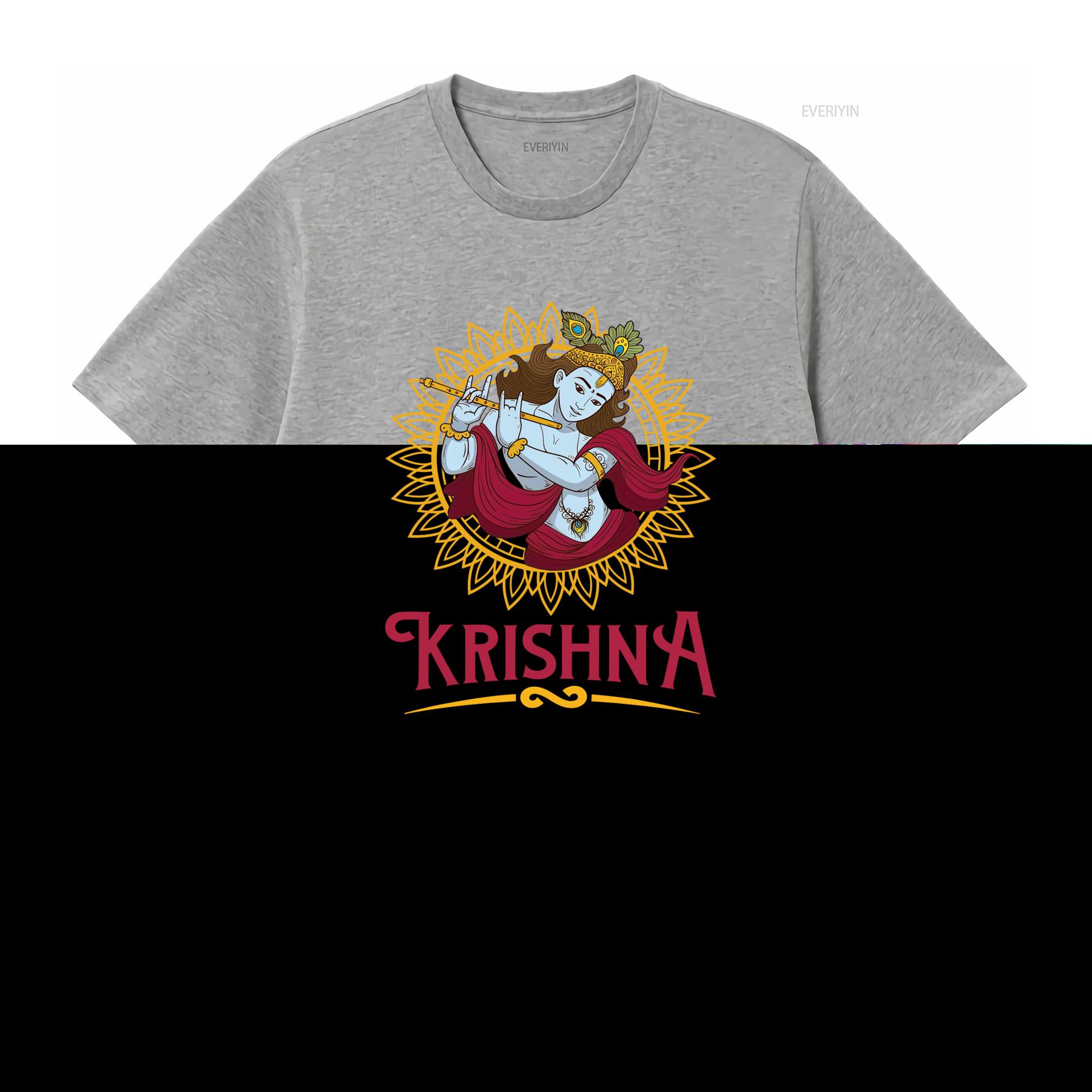 Lord Krishna T Shirt Hindu Mythology Festival Design Perfect for Krishnasthami Celebration vintage Washed streetwear Breathable S