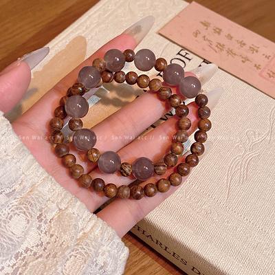 Nouveau bracelet perlé style chinois, bracelet tempérament style ethnique pour femmes, bijou double couche empilé.