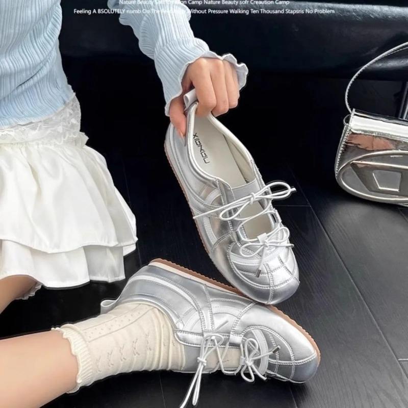 Fashion Inner Height Increase 4cm Empty Shoes Women's New Ballet Mary Jane Shallow Mouth Single Shoes Lace-up Comfortable Casual Shoes