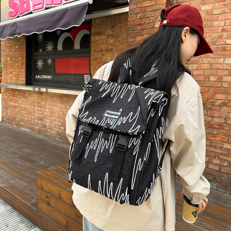 Embroidery Bag Women's Shoulder Bag Large Capacity College Style Backpack Student Schoolbag