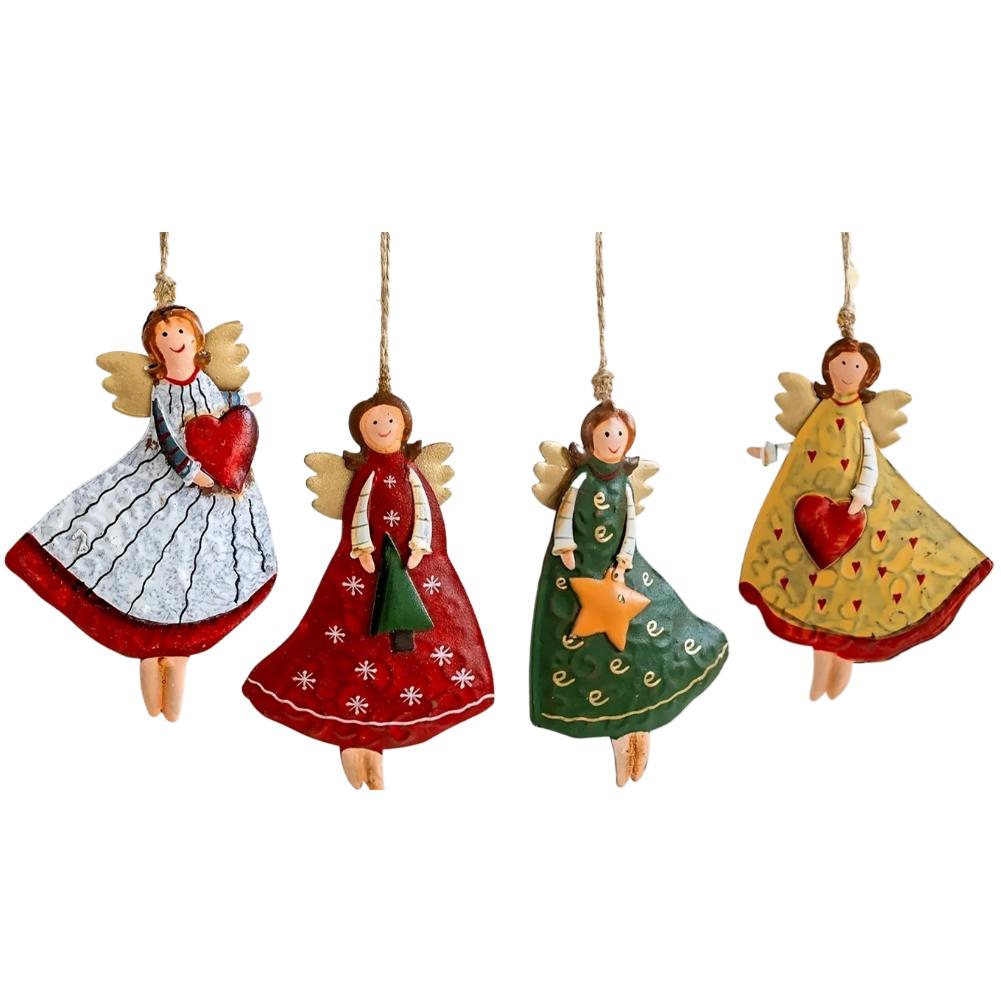 

4PCS/Set Cartoon Angel Girl Christmas Decorations Multicolor Retro Style Wooden Xmas Tree Hanging Ornament 2026 New Year Gift