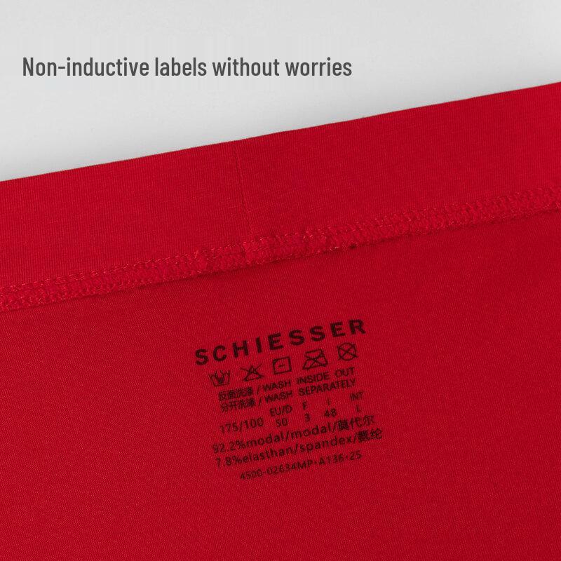 Schiesser Men's Modal Mid-rise Briefs - Lucky Horse Red