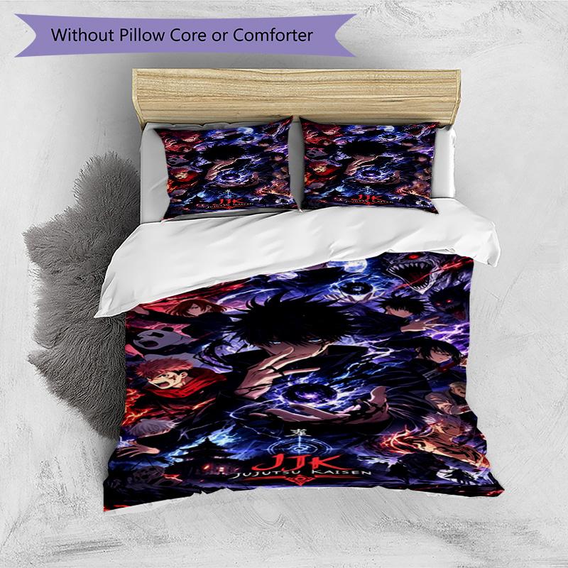 3pcs Duvet Cover Set (1*Duvet Cover + 2*Pillowcase, Without Core), Jujutsu Kaisen Print Bedding Set, Bedroom Decor, All‑Season, Birthday Gift