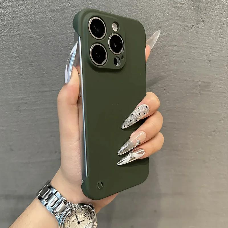 Luxury No Borders Matte Phone Case For iPhone 11 12 13 14 15 Pro Max 7 8 Plus X Xs Max XR Mini Ultrathin Bumper Cases Cover