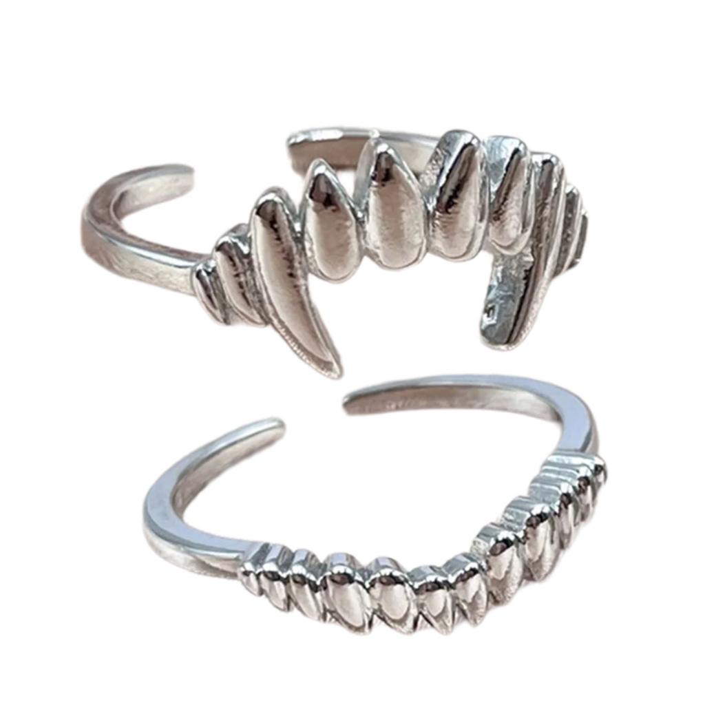 Fashionable Vampire Themed Split Band Rings Set Adjustable Sturdy Alloy Fashion Jewelry for Party Supplies Casual Wear