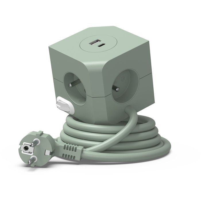 Cube multiprise avec double port USB - LINK2HOME - 4 prises secteur 16A - 2 ports USB - 3680 W max - Vert