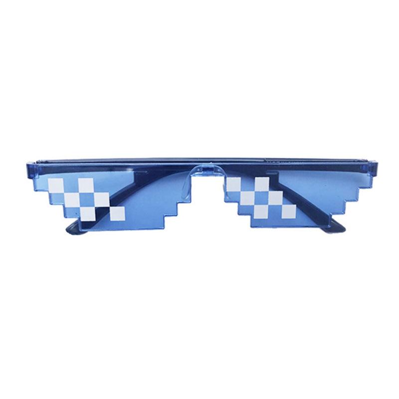 

Веселі мозаїчні сонцезахисні окуляри Retro Pixel Gamer Robot Thug Life Sunglasses For Birthday Party Cosplay Blue frame double row