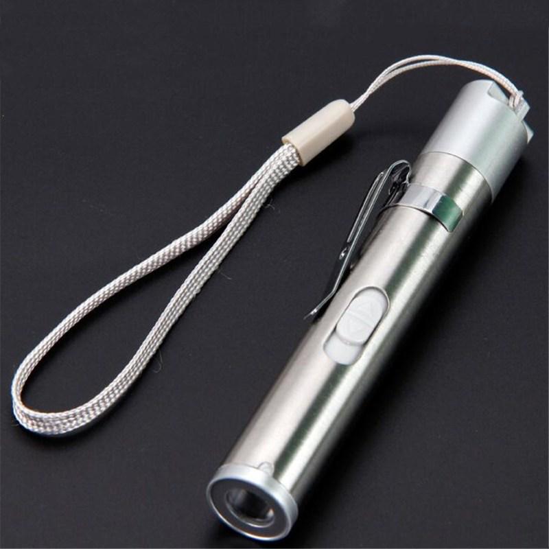 Outdoor Mini Flashlight LED Stainless Steel Multi-function USB Rechargeable Flashlight