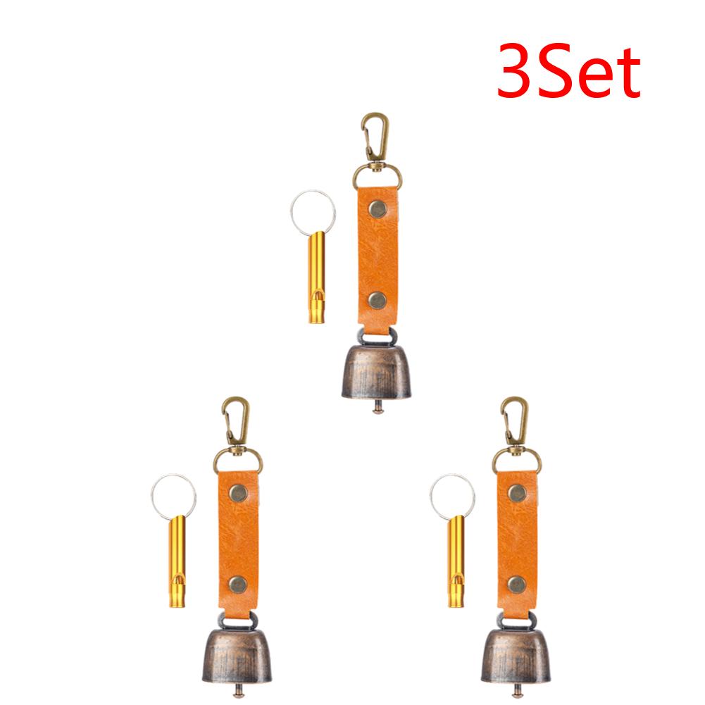 2-10Set Loud Bear Bell with Emergency Whistle Bear Repelling Bell Hanging Bear Bell for Outdoor Camping Survival Hiking Climbing
