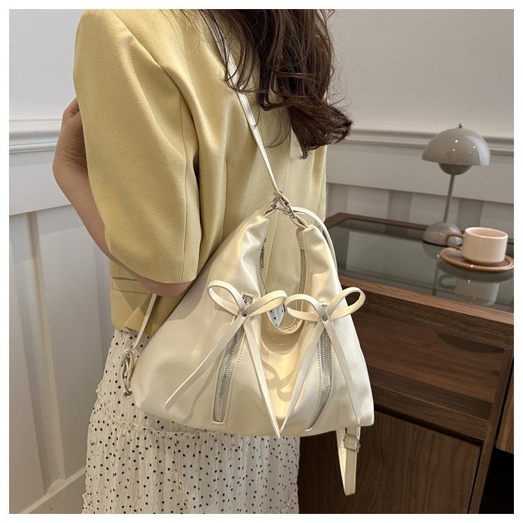 Korean Style Bowknot Faux Leather Tote Bag Versatile Women's Shoulder Handbag CLE