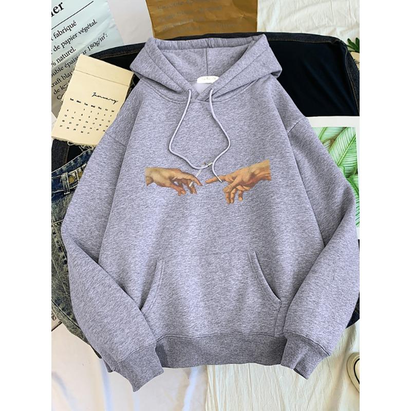 Hoodies Women's Two Hands And a Cigarette Graphic Print Hoodiest Thirteen Colors Harajukua Style Casual Top Women Street Style