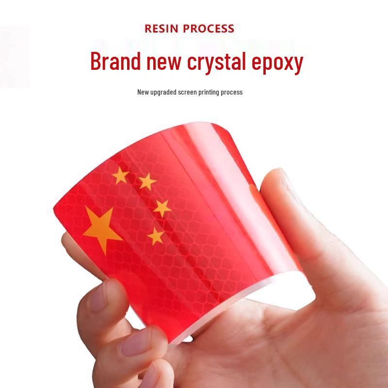 Reflective Five-Star Red Flag Car Sticker - 3D Epoxy Scratch Cover and Decoration