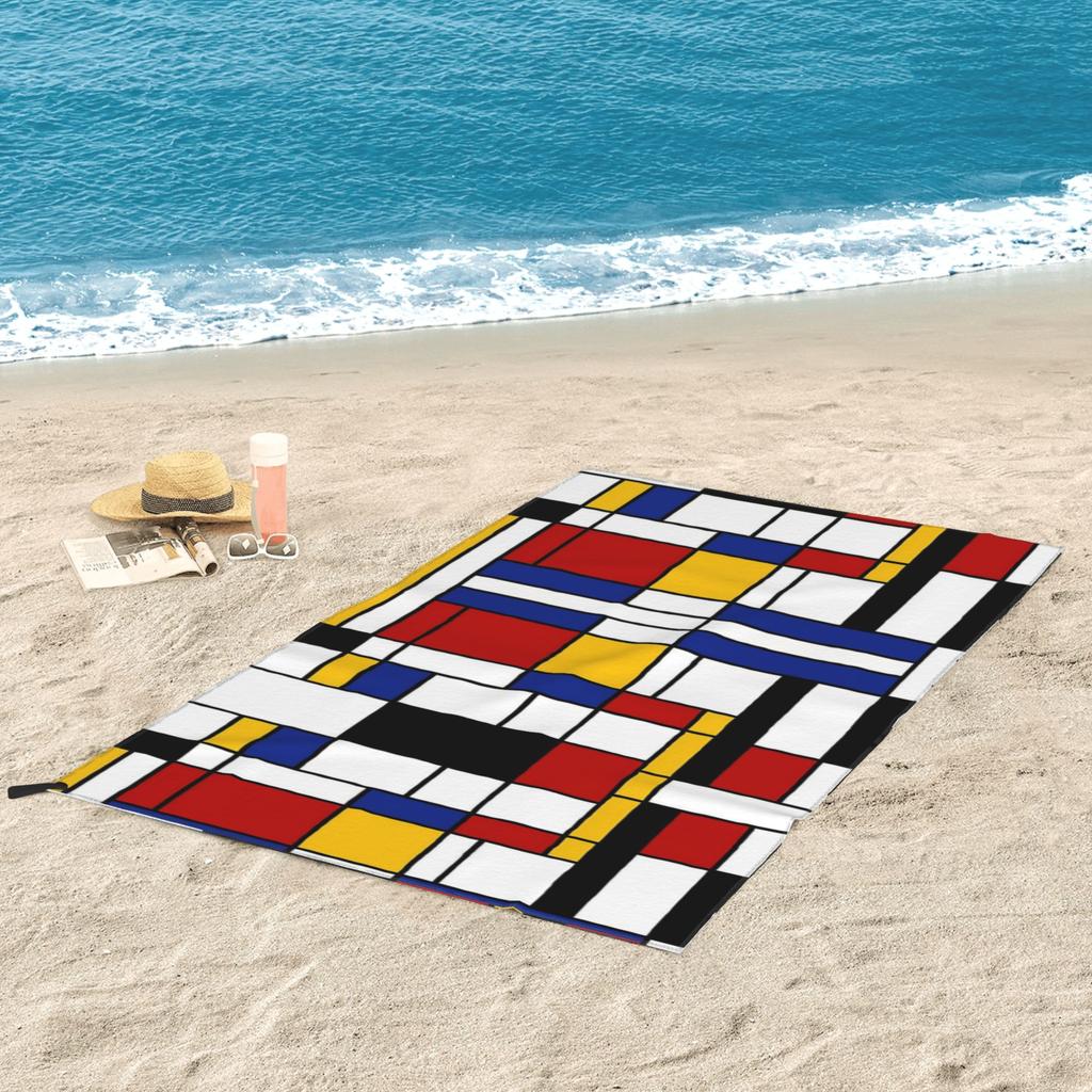 Piet Mondrian Beach Towel Soft Microfiber Quick Dry Absorbent Quick Towels For Swimming