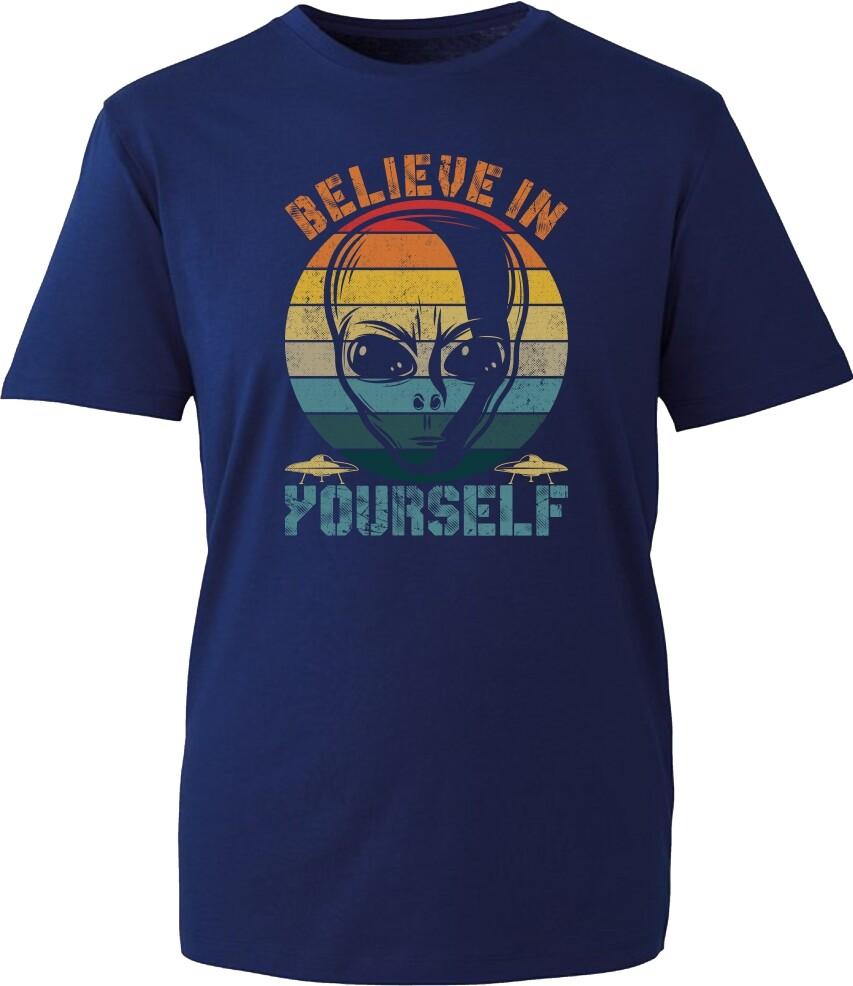 Believe In Yourself Alien Tshirt Halloween Vintage Motivational Quote Gift Top S