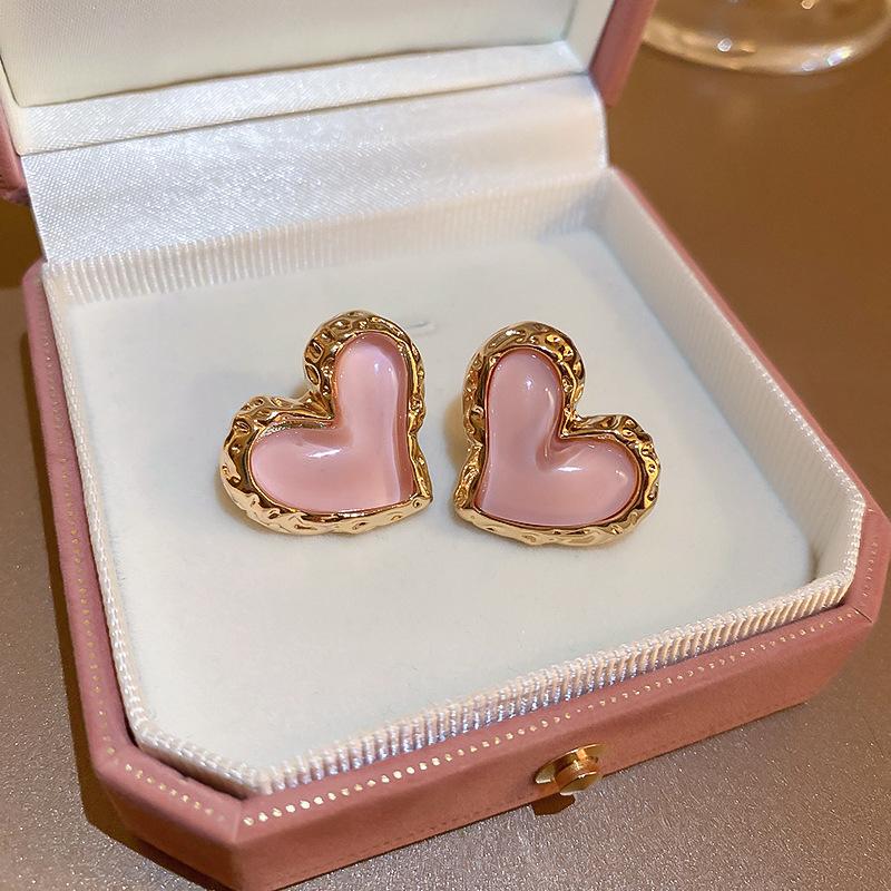 Super fairy pink flower love fringed earrings versatile temperament earrings light luxury earrings women