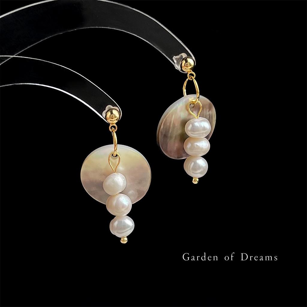 

Серьги из пресноводного жемчуга и перламутра ручной работы в китайском стиле - Ретро литературный дизайн высокого класса для женщин