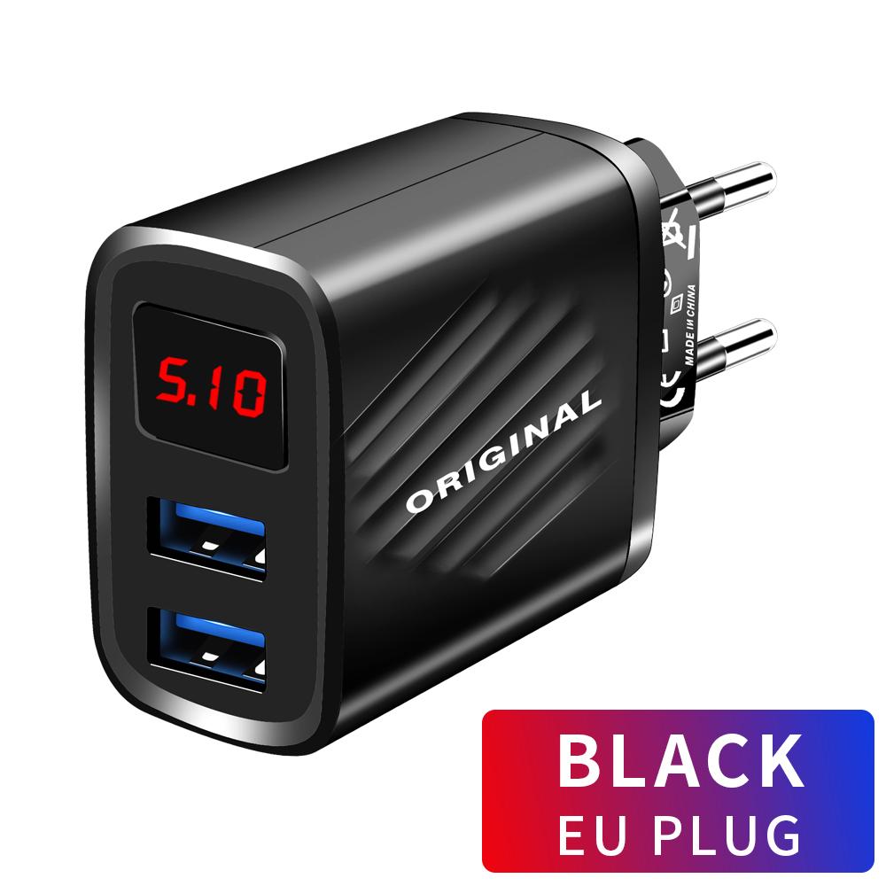 18W Dual USB Charger Quick Charge 3.0 2.4A Digital Diplay Fast Charging for iPhone Samsung Xiaomi Portable Phone Charger Adapter