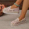 Chunky Platform Sneakers for Women Fashion Print Thick Bottom Loafers Shoes Woman Round Toe Flat Heels Espadrilles Shoes Size 43
