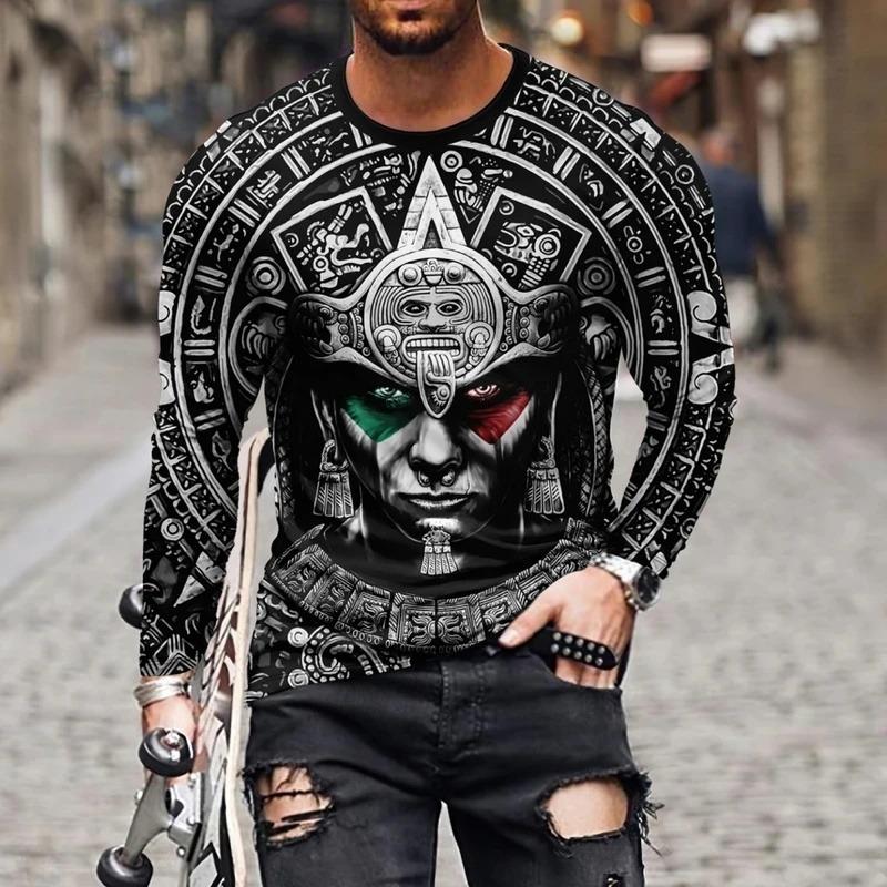 Mexico Eagle flag 3D Print Men Long Sleeve T Shirt Fashion Comfortable T-shirt Casual O-neck Pullover Autumn Loose Men's Tops