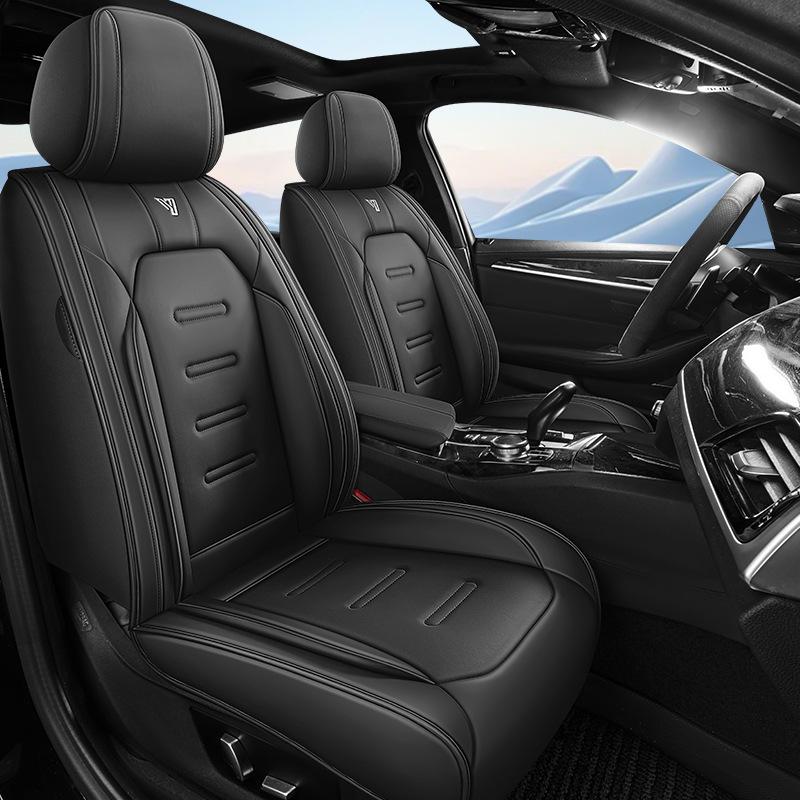 Fundas de Asiento Transpirables de 5 Plazas / Cubierta Completa de Cuero PU / Acolchado Estéreo Lateral para Mayor Comodidad / Protectores de Asiento para Todas las Estaciones / Cuidado del Interior
