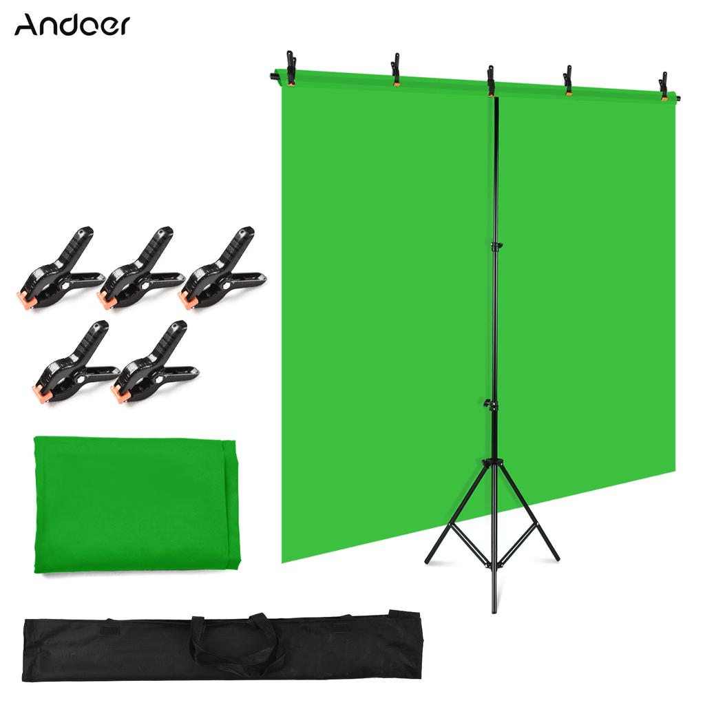 5x7ft Solid Color Backdrop Photography Kit with 5x7ft T Shaped Background Adjustable Stand 5 Spring Clamps