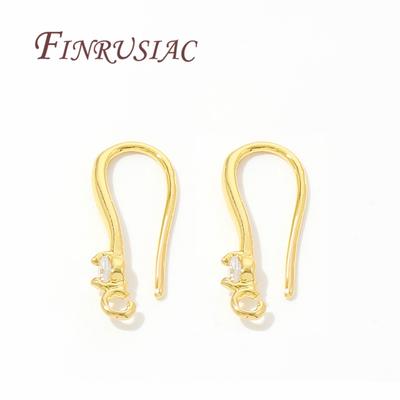 Messing mit 18K Goldbeschichtung mit Zirkonia Ohrhaken, Französische Ohrringe Zubehör für DIY Damenschmuck Ohrbügel Komponenten