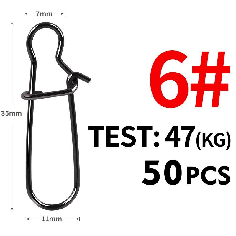 MEREDITH 50 pezzi connettore da pesca in acciaio inossidabile chiusura a clip rapida anelli girevoli a scatto solidi bottoni a pressione di sicurezza strumento amo da pesca a scatto