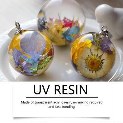 Resina Epossidica UV Colla Dura Trasparente Cristallo Alta Trasparenza Realizzazione Gioielli Attivata dalla Luce Solare Fai da Te Solare Rapida
