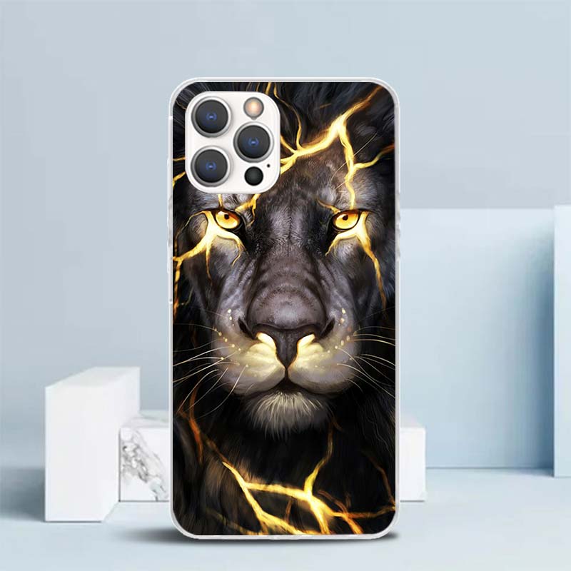 Lion Alpha Male Cub Soft Cover for iPhone 16 17 Air 15 14 Pro Max 16E Phone Case 13 Mini 12 11 7 SE 8 Print Pattern Fit Cases 16