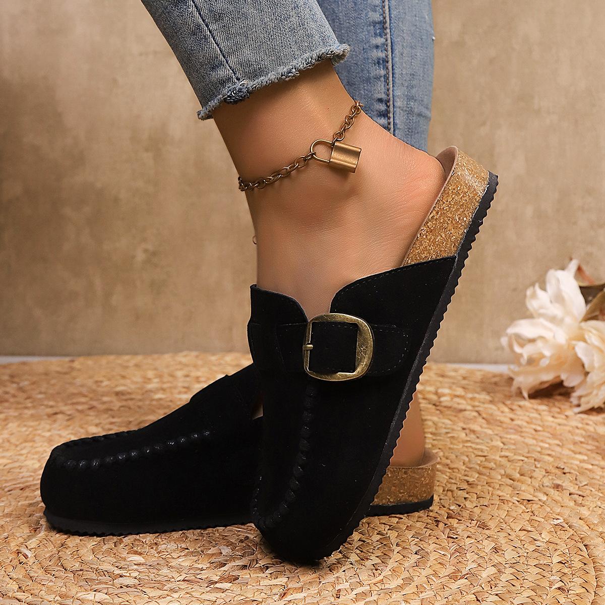 

Клоги из искусственной кожи с пробковой стелькой для женщин, тапочки на платформе с поддержкой свода стопы из пены с эффектом памяти, женские слипоны, мюли, картофельные туфли, веганские замшевые клоги, сандалии 35 чёрный