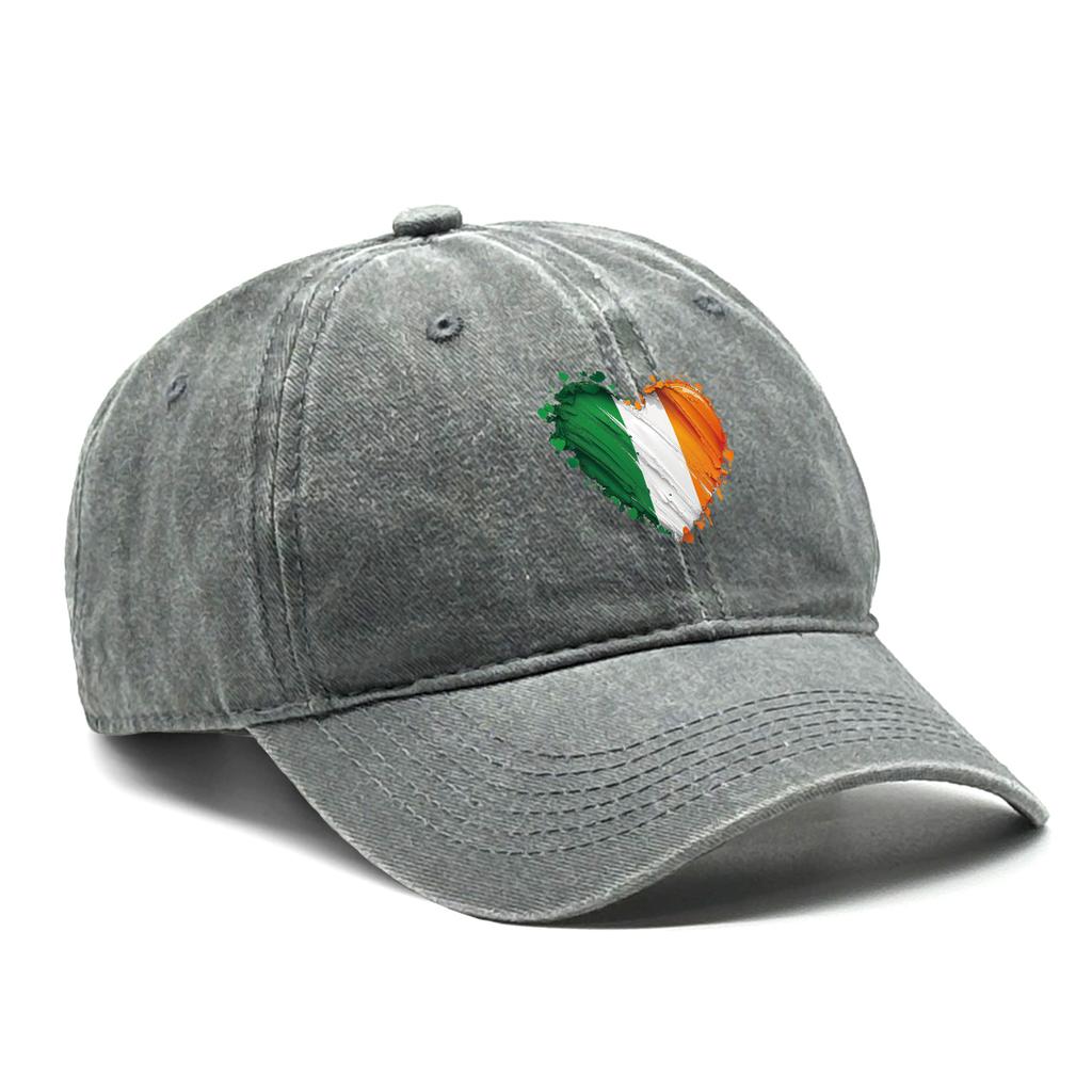 Heart Flag of Ireland Print Adjustable Hats For Woman Solid Color Fashion Snapback Baseball Caps Perfect For Daily Wear