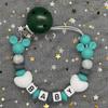 2024 Handmade Customized Name Beech Pacifier Clips Holder Chain Silicone Rainbow Pacifier Chain Baby Teether Teething Chain Gift