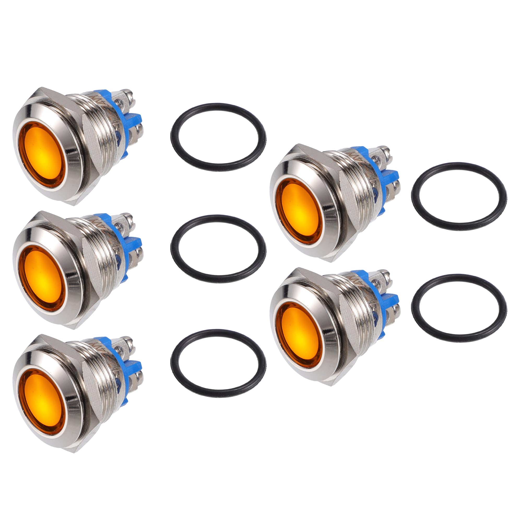 

X AUTOHAUX 5PCS Indicator Light 16mm AC DC Metal Shell Waterproof Pilot Dash жёлтый