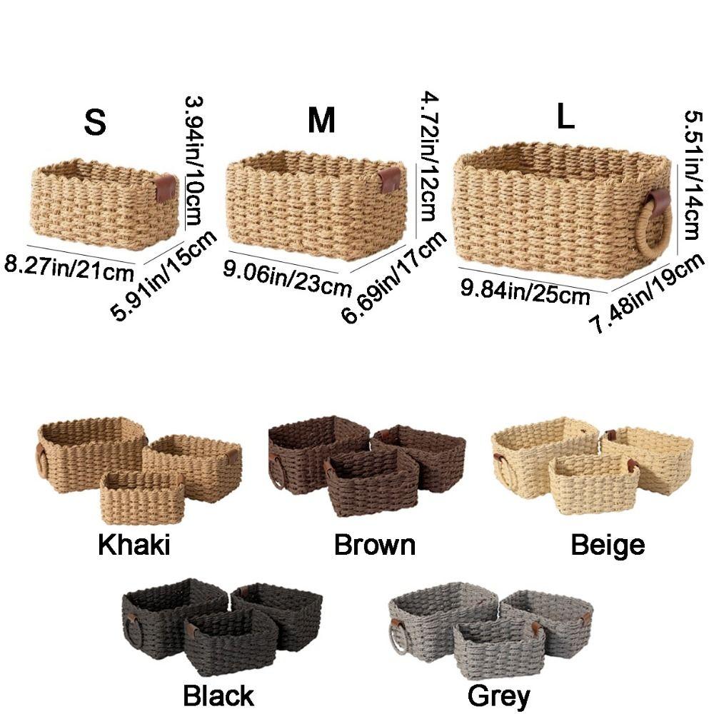 3 Stück Einfacher Papierseil-Aufbewahrungskorb Handgefertigter Geschenke-Aufbewahrungsbehälter Geflochtener Aufbewahrungskorb Büro