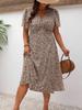 2025 European & American Summer Leopard Print Plus Size Women's Short Sleeve Dress