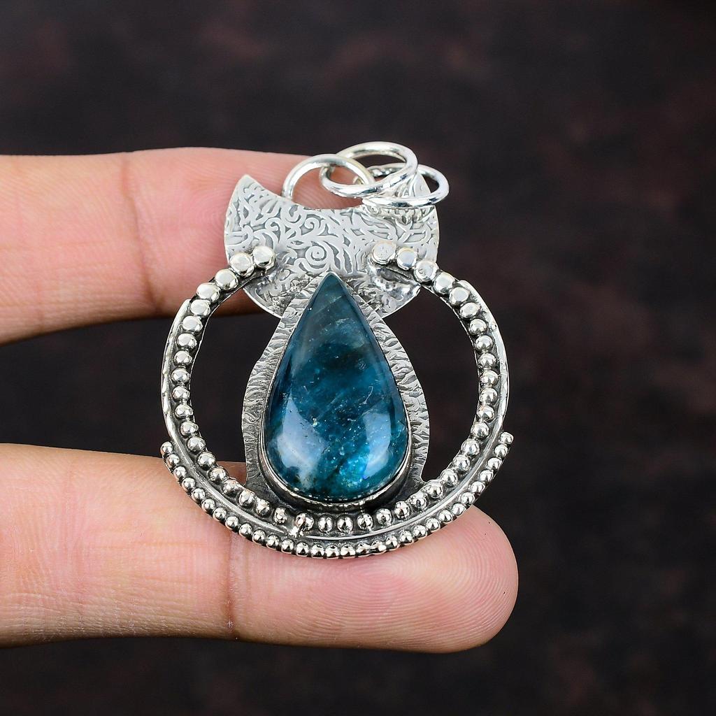 Neon Apatite Pendant Elegant Jewelry 925 Sterling Silver Pendant Unique Gemstone Jewelry Handmade Boho Pendant Gift For Girl Amazing Jewelry