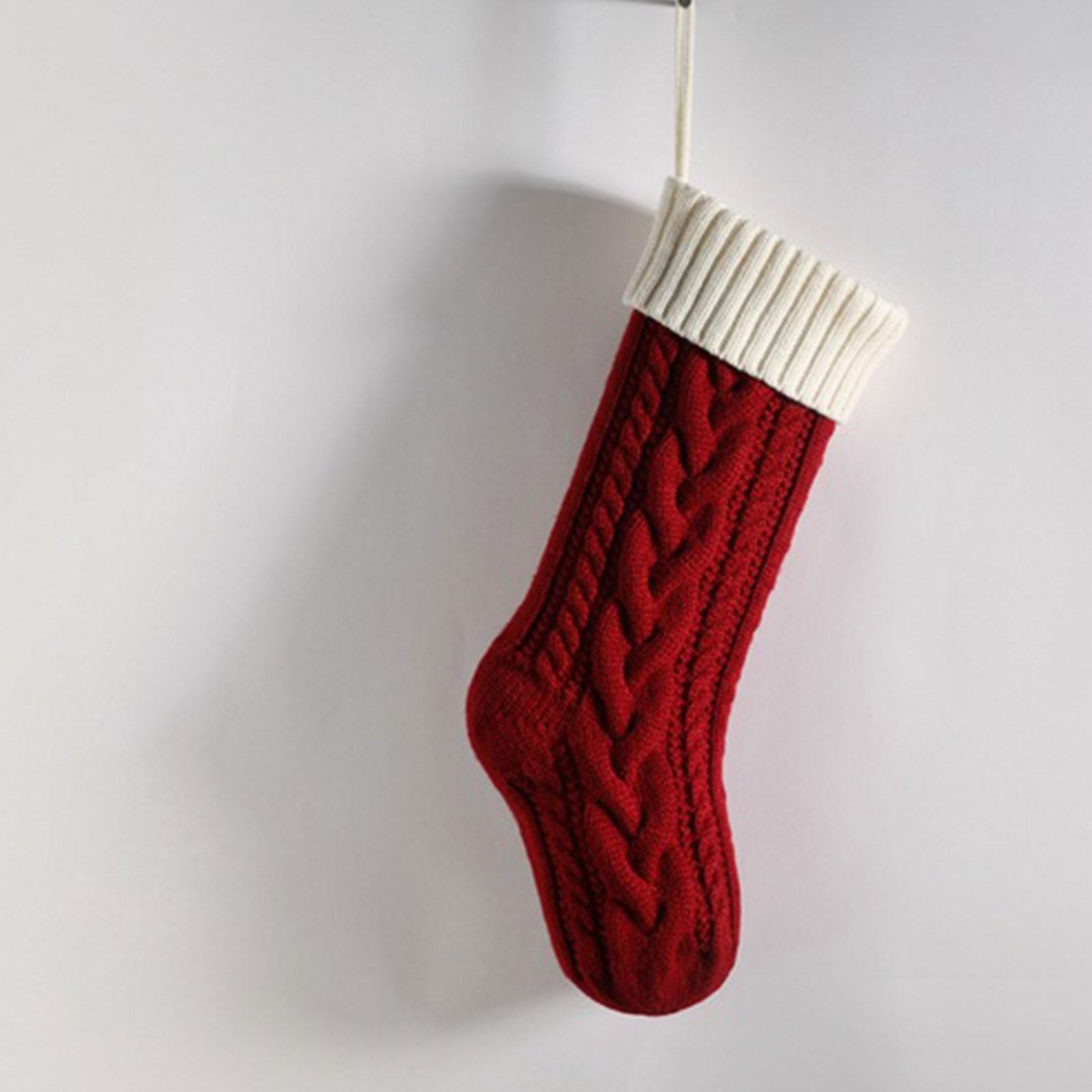 

Вязаный чулок рождественский подарочный пакет украшение рождественский носок подвеска 18 дюймов большая емкость One Size