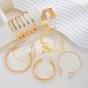 12 Stück/Set Elegantes Vintage Unregelmäßig Gestreiftes Blume Perlen Verdrehtes Metall Armreif Armband für Frauen Tägliche Party Urlaub Schmuck Neu