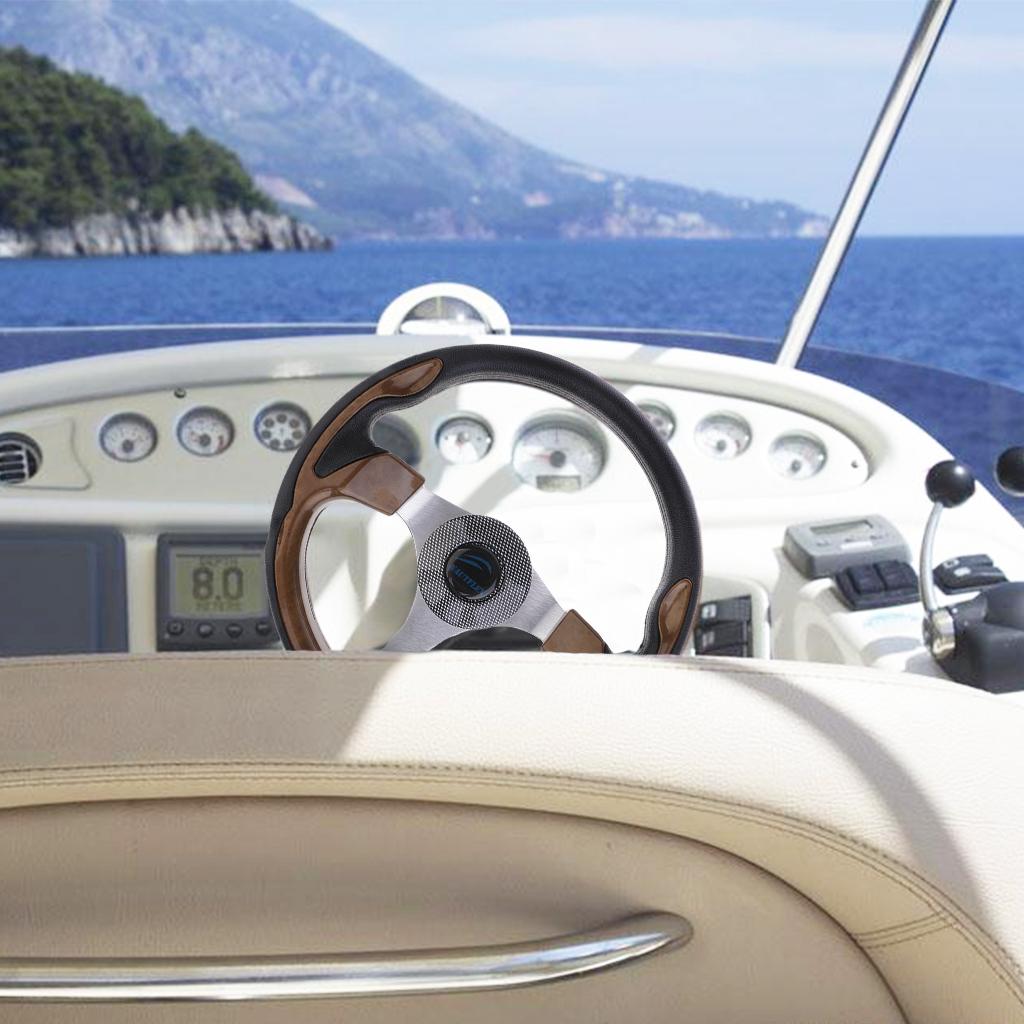 3 Spoke Marine Boat Steering Wheel with Center Cap Fits 3/4' 19mm Tapered Shaft 320/340mm Steering Wheel for Boat Vessels Yacht