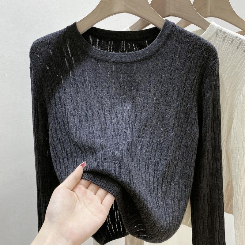 Women Sweaters Pullovers 2025 Autumn Winter Long Sleeve O-Neck Black Knitted Sweater Women Tops Pullover JJ109