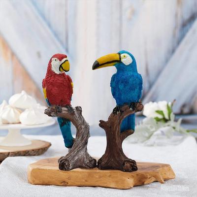 Parrot Love Couple Vastu Bird Figurine Showpiece Sitting On Tree for Home Decor New