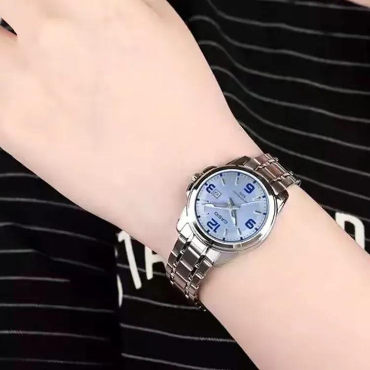 CASIO STANDARD DRESS Crushed Ice Quartz Movement Stainless Steel Strap Watch Women's Watch Blue Dial (Unisex) Japanese Korean Watches